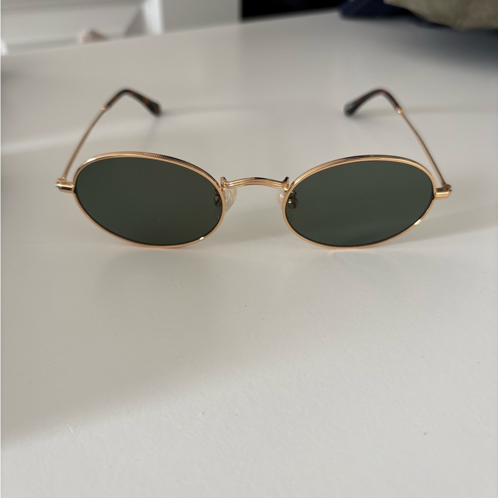 Quince Gold and Green Oval Sunglasses